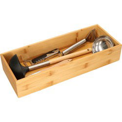 5Five keuken organizer - 2x - Tidy Smart - bamboe - 38 x 15 x 7cm - Bestekbakken