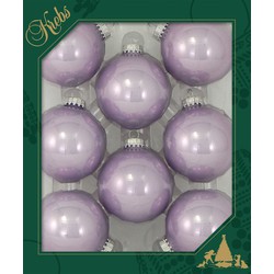 8x Glanzende lichtpaarse kerstboomversiering kerstballen van glas 7 cm - Kerstbal
