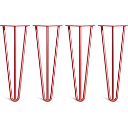 The Hairpin Leg Co. – Hairpin Legs – Salontafel – 35cm – 10mm - Salontafel Poten – 3 Staven - Rood
