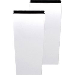 Prosperplast Bloempot Urbi - 2x - wit - kunststof - 32 x 32 x 61 cm - Plantenpotten