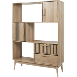 MISOU Klaus Wandkast - Met Lades - Open - Vakkenkast - met 5 Vakken - Boekenkast - Opbergkast - Hout - 100x35x140cm