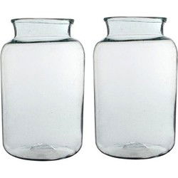 Mica Decorations Vaas cilinder - 2x - transparant - glas - 23 x 40 cm - Vazen