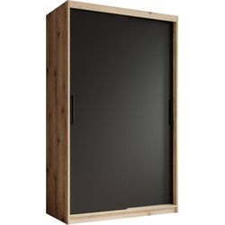 Meubella - Kledingkast Luxor - Zwart - Eiken - 120 cm