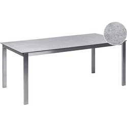 Beliani COSOLETO - Tuintafel-Grijs-Veiligheidsglas, RVS