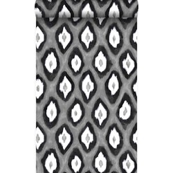 Origin Wallcoverings behang ikat motief zwart en wit - 53 cm x 10,05 m - 346919