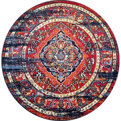 Tapijtenloods Vintage Marrakech Vloerkleed Zwart / Multi Laagpolig- 300 CM ROND