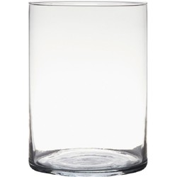 Transparante home-basics cilinder vorm vaas/vazen van glas 25 x 18 cm - Vazen