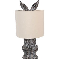 Clayre & Eef Tafellamp Konijn Ø 20x43 cm Bruin Beige Kunststof Bureaulamp