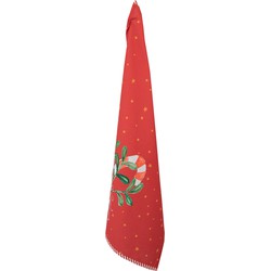 Clayre & Eef Theedoek  50x70 cm Rood Katoen Rechthoek Zuurstok kerst Keukenhanddoek