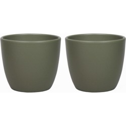 Floran Plantenpot - 3x - groen - mat - keramiek - 25 x 22 cm - Plantenpotten