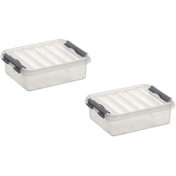 2x stuks kunststof stapelbare opbergbakken 1 liter 20 x 15 x 6 cm - Opbergbox