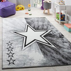 Kindervloerkleed - Eceria - Ster - Grijs - 80x150 cm