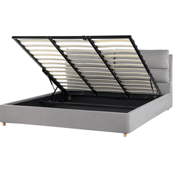 BATILLY  - Tweepersoonsbed - Lichtgrijs - 180 x 200 cm - Fluweel