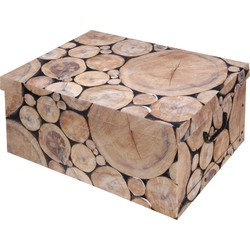 Opbergdoos/opberg box van karton met boomstam print bruin 37 x 30 x 16 cm - Opbergbox