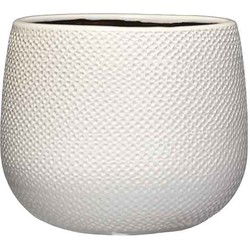 Mica Decorations gabriel ronde bloempot wit maat in cm: 16 x 18