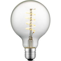 Edison Vintage LED filament lichtbron Globe - Helder - G95 Spiraal - Retro LED lamp - 9.5/9.5/13.5cm - geschikt voor E27 fitting - Dimbaar - 4W 280lm 3000K - warm wit licht