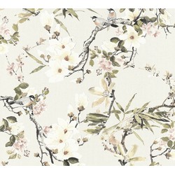 Michalsky Living behang bloemmotief beige, groen, grijs en roze - 53 cm x 10,05 m - AS-364982