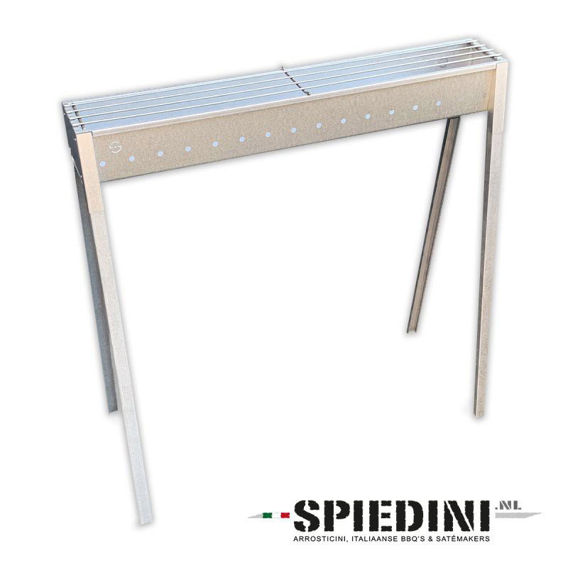 Sate BBQ Bali 80 - Saté houtskoolbarbecue met horizontaal rooster - 80 cm lang - Gealuminiseerd ijzer - 