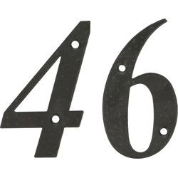 AMIG Huisnummer 46 - massief gesmeed staal - 10cm - incl. bijpassende schroeven - zwart - Huisnummers