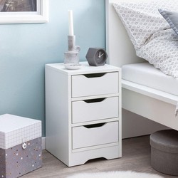 Pippa Design modern nachtkastje met drie lades - wit