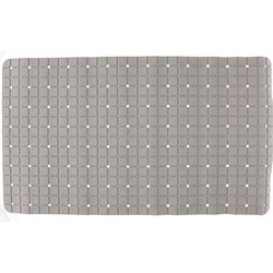 Badmat/douchemat anti-slip grijs vierkant patroon 69 x 39 cm - Badmatjes