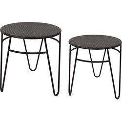 Clayre & Eef Bijzettafel Set van 2  Ø 51 / Ø 41 cm Bruin Ijzer