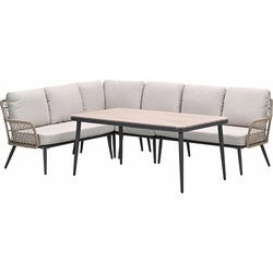 Garden Impressions Kalibo hoek lounge dining set 4-delig - donker grijs