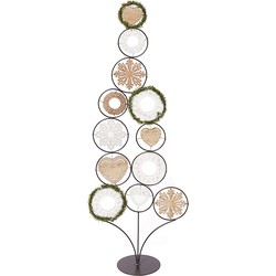 Decoratieve kerstboom in groen en beige hout H90