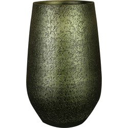 Ter Steege Bloempot/plantenpot hoog - binnen - groen/goud - D23/H36 cm - keramiek - Plantenpotten