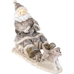 Clayre & Eef Beeld Kerstman Grijs Kunststof
