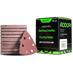 Rodopi® 100x Korrel 80 Delta Schuurpapier Driehoek 93 mm - Industrieel