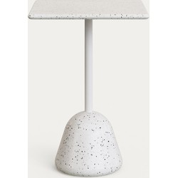 Kave Home - Hoge bar tafel Saura van wit terrazzo met wit terrazzo blad 95 x 70 x 70 cm