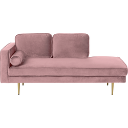 Beliani MIRAMAS - Chaise longue-Roze-Fluweel