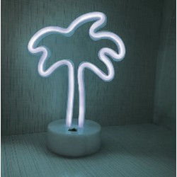 Groenovatie LED Neon Tafellamp "Palm", Op Batterijen en USB, 17x10x24cm, Koel Wit
