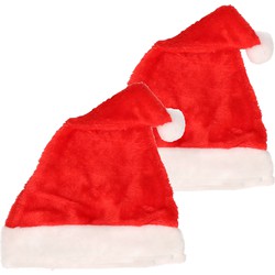 2x stuks pluche luxe kerstmutsen voor kinderen 52 cm. - Kerstmutsen