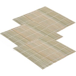 Sushi maken oprol matje - 3x - bamboe hout - 24 cm - rolmatje - Sushimakers