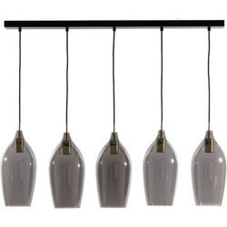 Light & Living - hanglamp - Lukaro - zwart - glas - grote eettafellamp - E27 - 2977827