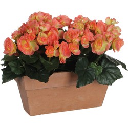 Mica Decorations Begonia Kunstplant in Balkonbak Slate - L29 x B13 x H25 cm - Zalmroze