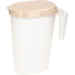 Waterkan/sapkan transparant/taupe met deksel 1.6 liter kunststof - Schenkkannen