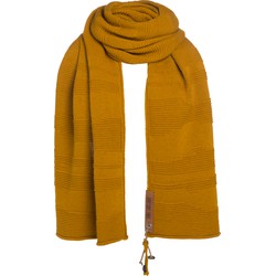 Knit Factory Sol Gebreide Sjaal Dames & Heren - Colsjaal - Omslagdoek - Oker - 200x50 cm - Inclusief sierspeld