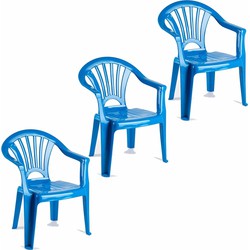 3x stuks kunststof blauw kinderstoeltjes 35 x 28 x 50 cm - Kinderstoelen