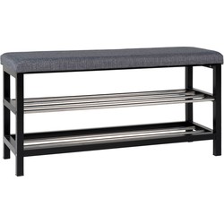 Padova Bench - Bench in grey and black with cushion and two shelves
