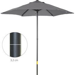 4goodz Outsunny Parasol Ø196 cm - Zeshoekige parasol voor Strand Balkon Tuin - Donkergrijs