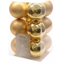 Ambiance Christmas kerstboom decoratie kerstballen goud 12 stuks - Kerstbal