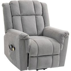 Powerlift-stoel - Massagestoel met Verwarmingsfunctie - Polsterstoel met Voetsteun - Zijvak - Stofbekleding - Donkergrijs