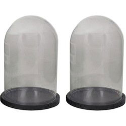 Floran stolp op plateau - 2x - zwart - glas - D15xH25 cm - decoratie - Decoratieve stolpen