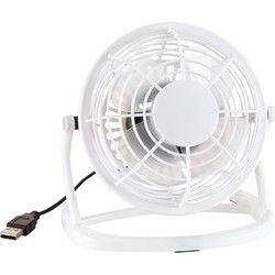 Mini bureau ventilator - wit - USB aansluiting - 9,5 x 14 cm - Ventilatoren