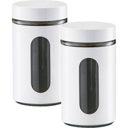 Zeller voedsel keuken voorrraadpot - 2x - metaal - wit - 900 ml - Voorraadblikken