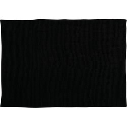 MSV Badkamerkleed/badmat tapijtje voor op de vloer - zwart - 50 x 80 cm - Microvezel - Badmatjes
