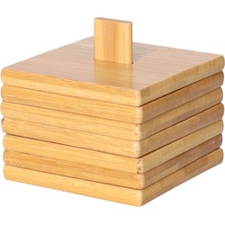 Lowenthal - Onderzetters voor glazen - 6x stuks - bruin - bamboe - 9x9 cm - Glazenonderzetters